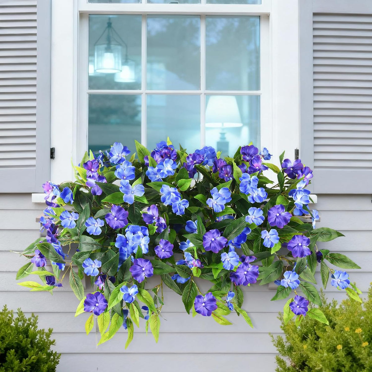 Hommyea Artificial Flowers for Outdoor, 2 Bundles UV Resistant Fake Plants Decoration Realistic Faux Silk Flowers No Fade Plastic Flowers for Outside Planters Home Porch Patio Yard Garden Decor