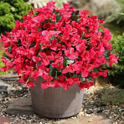 Fake Bougainvillea Artificial Flowers for Outdoors Spring Decor, 4 Bundles Outdoor Bougainvillea Silk Flowers for Outside Faux Plants UV Resistant Realistic for Planter Patio Porch Garden, Hotpink