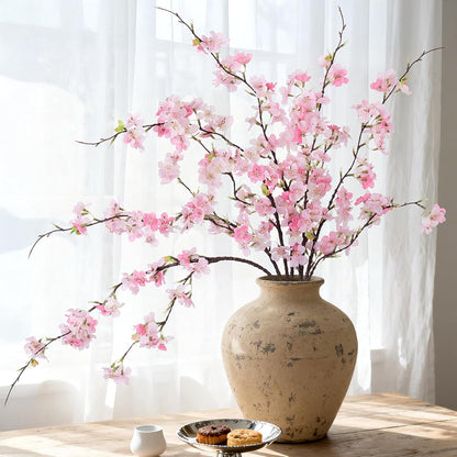 6 PCS Faux Cherry Blossom Branches Decor 31.5 Inch Long Stems Fake Artificial Flowers for Home Indoor Decoration Vase Arrangement Living Room Table Bedroom Spring Decor