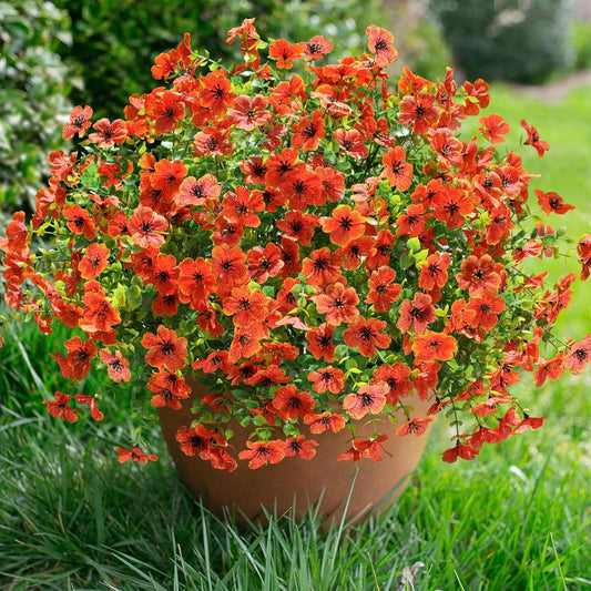 florisso Artificial Fake Fall Mums Flowers Plants for Outdoor Outside Decoration, 12 Bundles Faux Silk Orange Daisy UV Resistant Look Real for Autumn Front Door Porch Planter Patio Garden Home