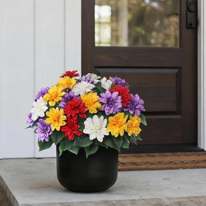 VIERENA 8 Bundles Artificial Dahlia Flowers for Outdoors Spring Summer Decor, No Fade Silk Flower Faux Dahlias Plant Arrangement for Home Garden Balcony Farmhouse（Purple）