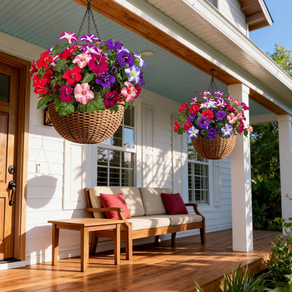 19 Inch Artificial Fake Flowers for Outdoor, 4 Pcs Faux Silk Petunias Spring Flowers for Outside for Indoor Porch Planter Front Door Garden Patio Window Box Home Decor (Multiple Color)