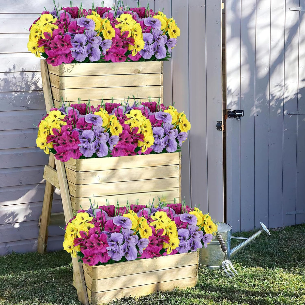 Realistic Bundles Artificial Pansy Resistant Home Decor Kit