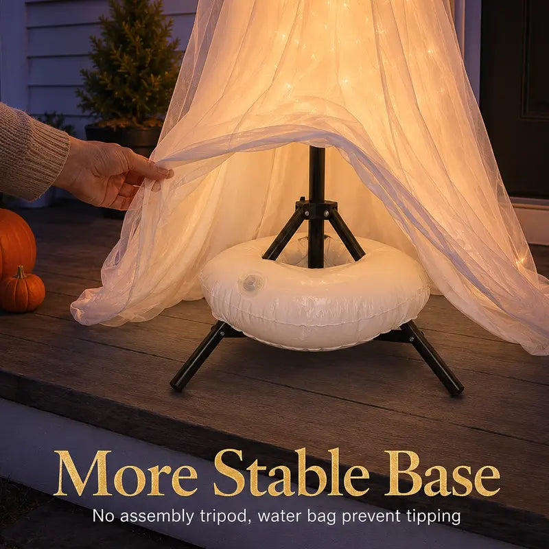 2-Packs Halloween Aesthetic Horror Lighted Ghost Decor Set, 5Ft Wind-Resistant Outdoor Party Decoration