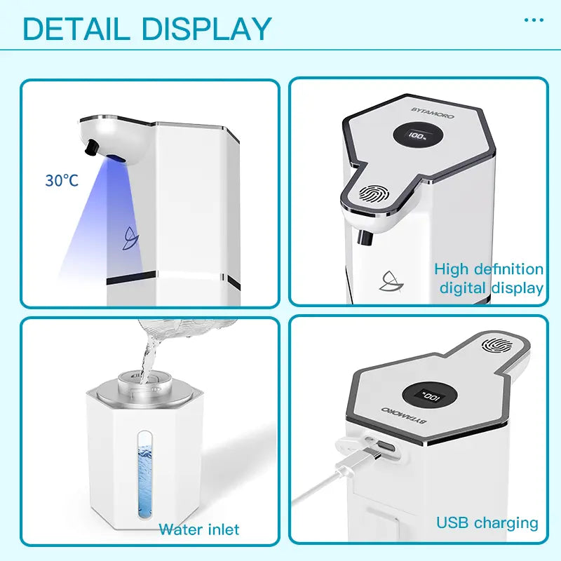 Touchless Foaming Soap Dispenser - 12oz USB Rechargeable with 4 Levels