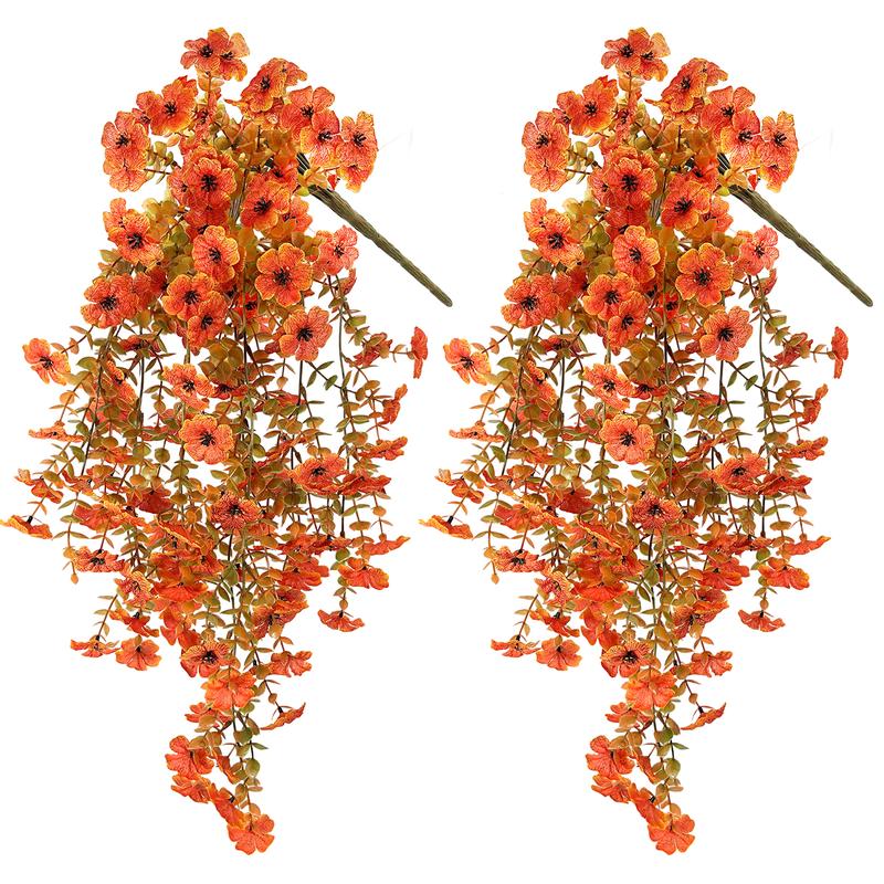 8-Piece Faux Daisy Vines Set - UV-Resistant Silk Plastic Hanging Plants with Eucalyptus Leaves