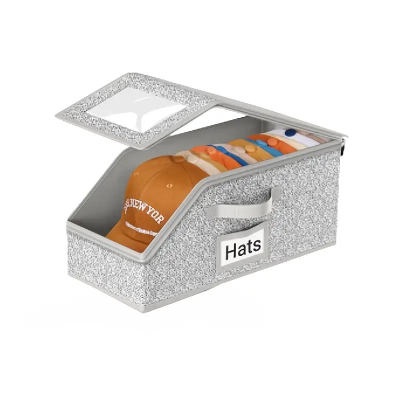 Stackable Hat Storage Boxes for Baseball Caps, Holds Up to 24 Hats, Durable Wardrobe Organizer