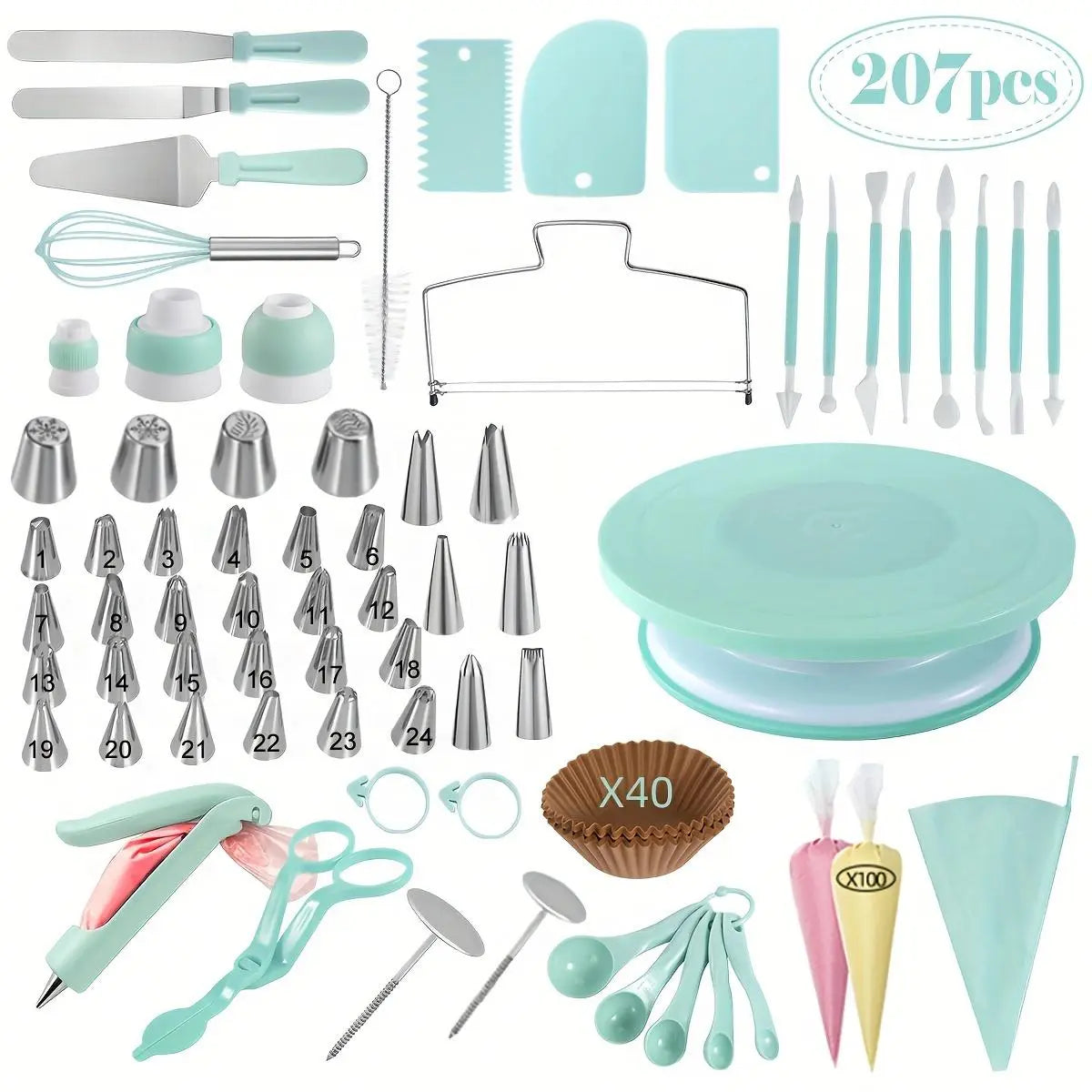 Professional Cake Decorating Tool Set - Complete Pastry and Baking Kit for Bakers