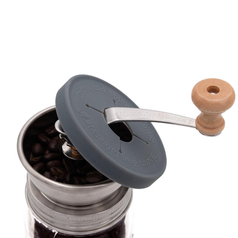 Coffee and Spice Grinder Lid for Regular and Wide Mouth Glass Canning Jars