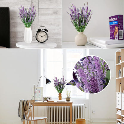 Artificial Bush Heather Lavender Flowers, Fake Foxtail Grass with Seeds, Faux Spring Botanical Greenery Plant Bouquets for Home and Wedding DIY Decorations