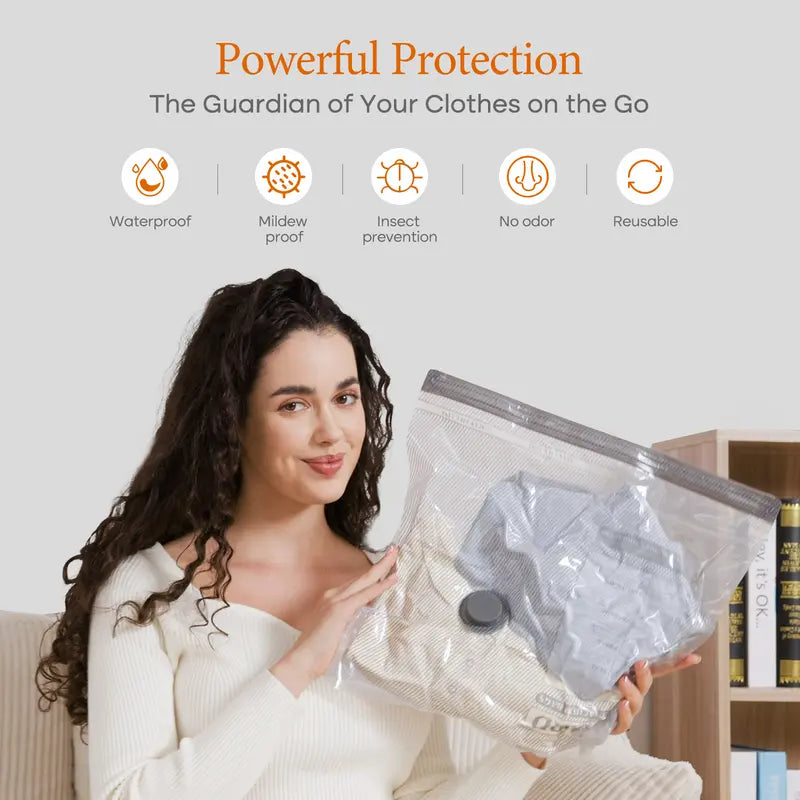 Cordless Travel Vacuum Bag Set with Rechargeable Air Pump, Space Saving Storage Bags