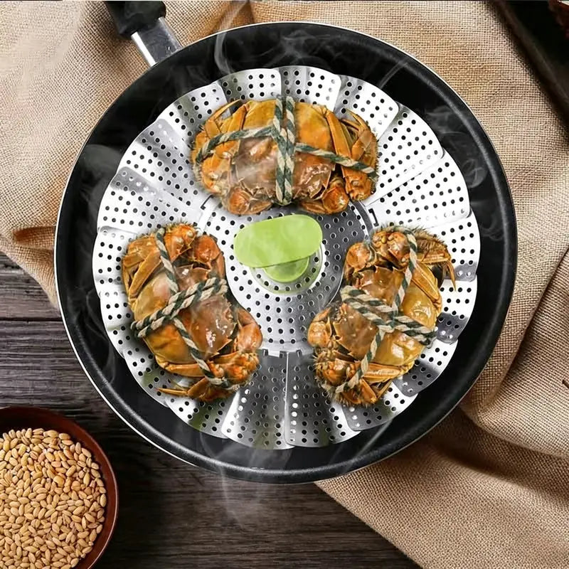 Stainless Steel Vegetable Steamer Basket, Folding Expandable Insert for Various Pot Sizes