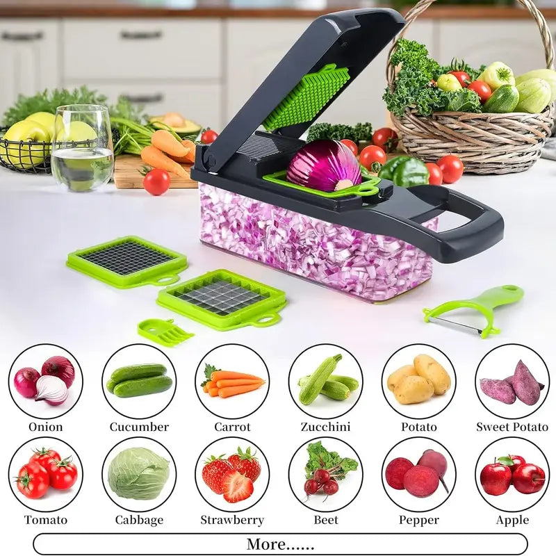 14-in-1 Multifunctional Vegetable Chopper and Grater for Efficient Kitchen Prep