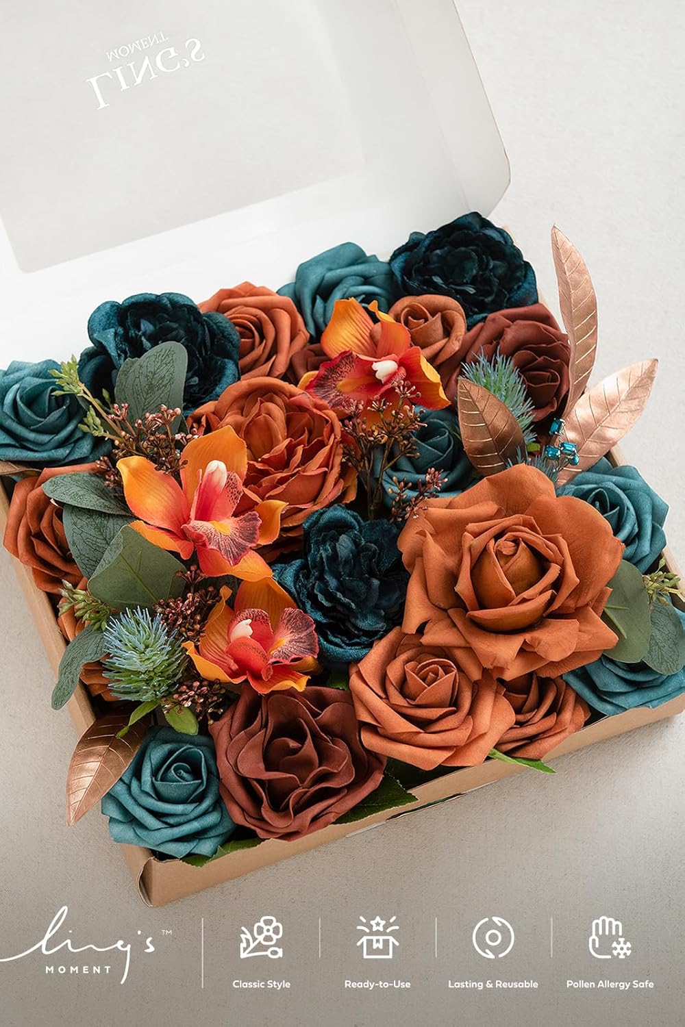 Refined Teal Burnt Orange Silk Home Decor Bundle