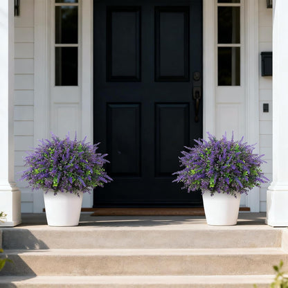 2 Sets Artificial Eucalyptus & Lavender Topiary Trees for Front Door - UV Resistant Potted Faux Plants