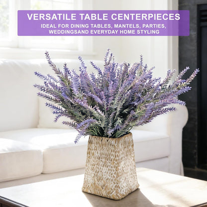 TURNMEON 20 Bundles Artificial Lavender Flowers for Outdoors, UV Resistant No Fade Fake Plants Plastic Faux Plants for Home Window Box Planter Porch Gardens Cemetery Spring Summer Decor(Gray Purple)