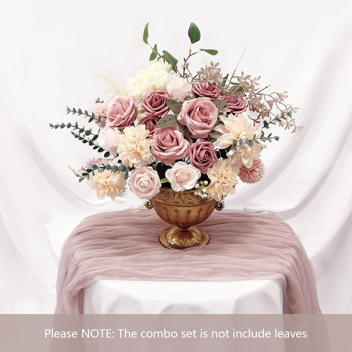 Roses Artificial Flowers Pink Bouquets Box Set for DIY Bridal Wedding Shower Decorations Fake Floral Arrangements for Party Table Centerpieces Home Decor Indoor Outdoor Dusty Blush 19 Pcs
