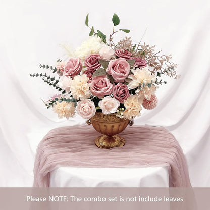 Roses Artificial Flowers Pink Bouquets Box Set for DIY Bridal Wedding Shower Decorations Fake Floral Arrangements for Party Table Centerpieces Home Decor Indoor Outdoor Dusty Blush 19 Pcs