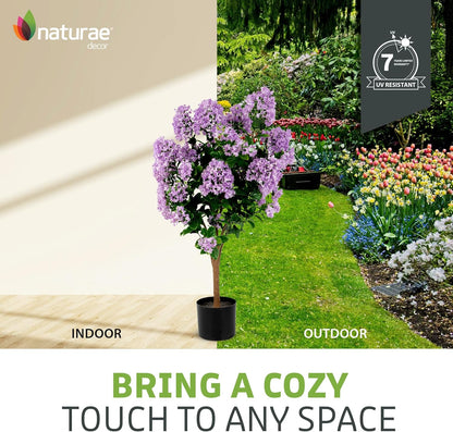 Naturae Decor Purple Crape Myrtle Tree - Lifelike Artificial Indoor and Outdoor Flower Tree - UV Resistant - 36 in High
