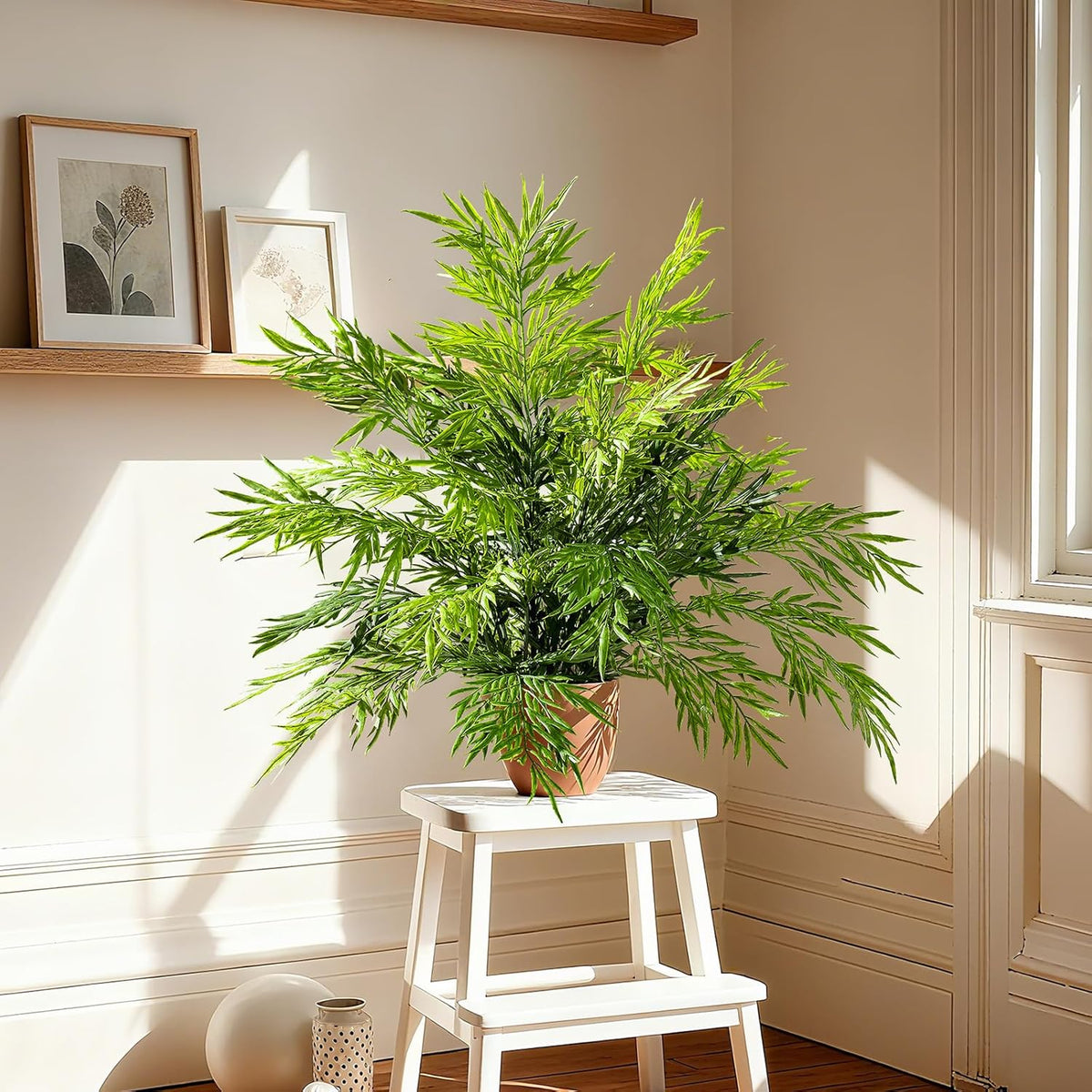 Serene Artificial Boston Fern Pots Home Decor Display