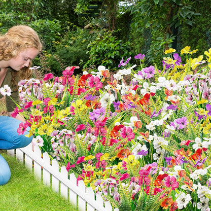 14 Pcs Artificial Flowers Outdoor UV Resistant Fake Flower for Outside Faux Greenery Plant Planter Plastic Flowers - No Maintenance Outdoor Faux Flowers for Porch Garden Home Decor (Mix 4)