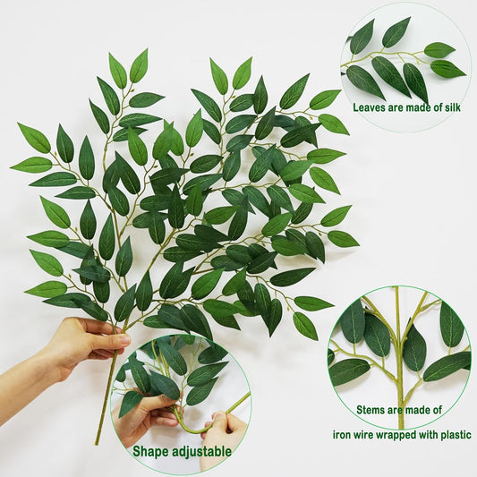 40 Pcs Italian Ruscus Greenery 68cm Artificial Greenery Stems Leaf Greenery Garland for Wedding Arch Flowers Centerpieces Balloon Arch Home Decor