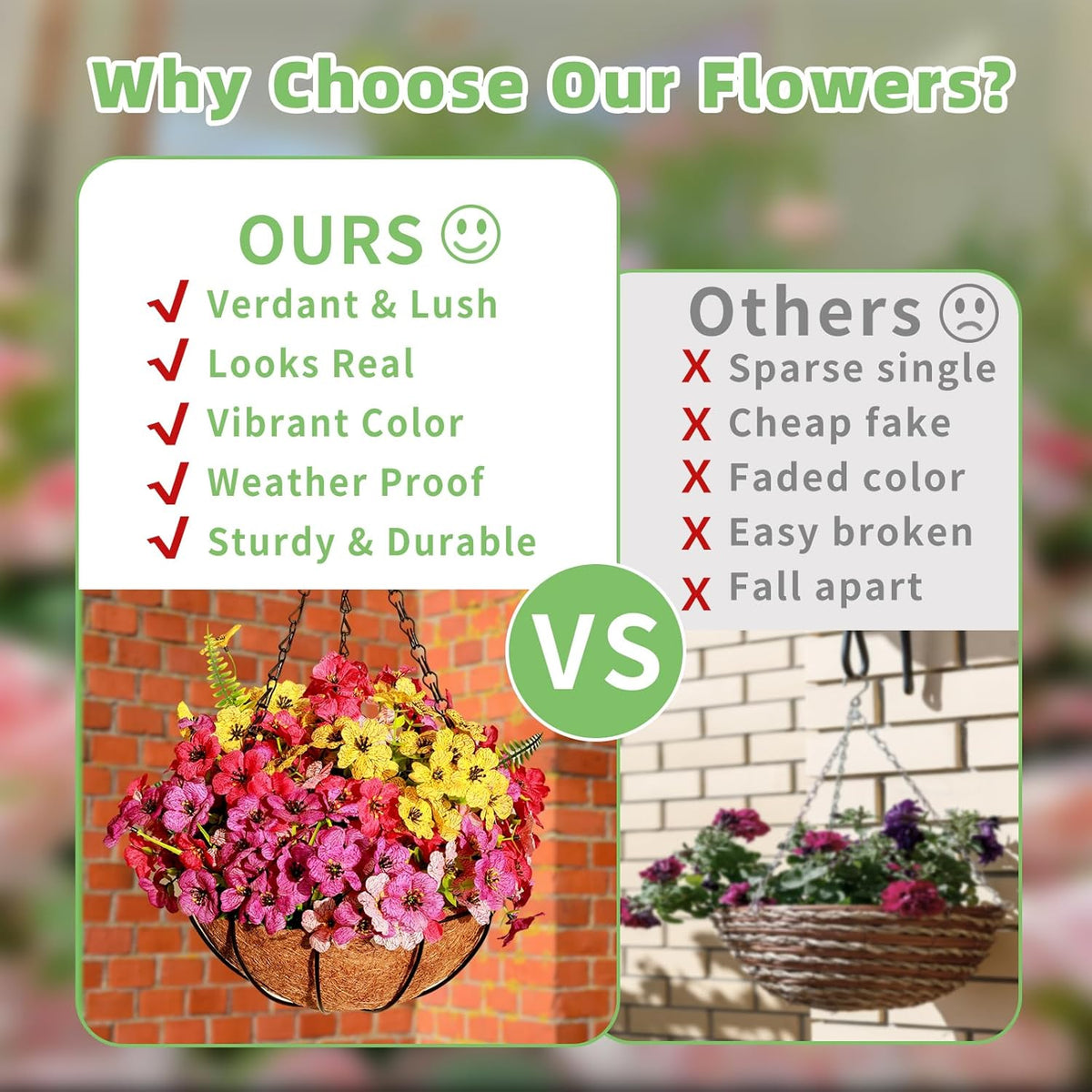 Artificial Flowers For Outdoors, 24 Bundles UV Resistant Fake Outdoor Flowers Faux Artificial Flower Plastic Plants for Outside Garden Porch Window Pot Spring Summer Home Decor (Multi Color-B, 24)