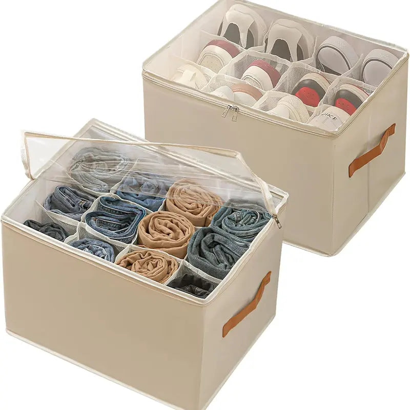 Shoe & Pants Storage Organizer (1-4pcs) - Eco-Friendly Flexible Plastic Collapsible Bins for Closet