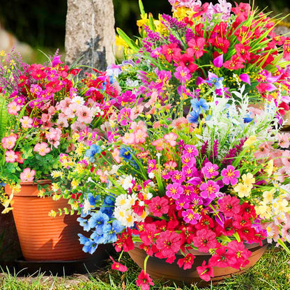 30 Bundles 12 Style Artificial Flowers for Outdoors Fake Silk Flowers UV Resistant Faux Plastic Plants for Spring Summer Garden Porch Window Box Table Vase Home Indoor Outdoor Hanging Decoration