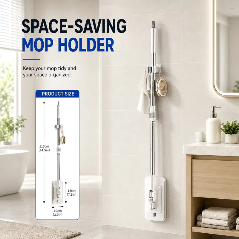 Retractable Disposable Pad Handheld Mop - Clamp-and-Go Wet Dry Tool with Hands-Free Automatic Clamp