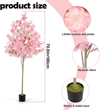 Stylish Artificial Cherry Blossom Pink Home Decor Kit