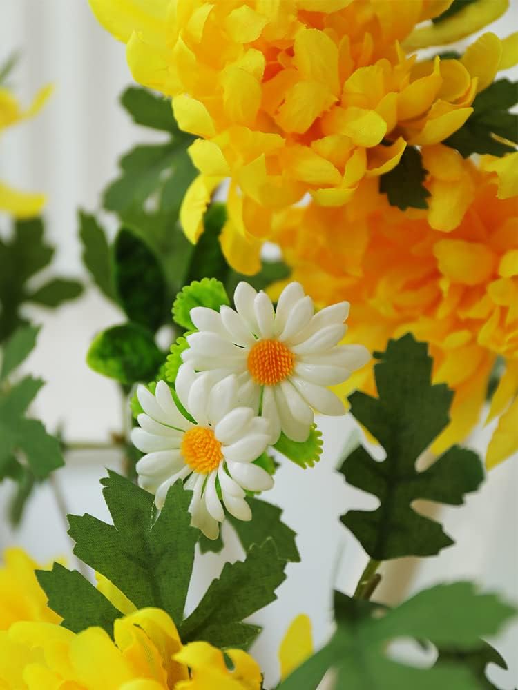 170cm Yellow Artificial Daisy Chrysanthemum Flowers Wall Hanging Vines String Garland Wreath for Outdoor Home Garden Decoration (Yellow)