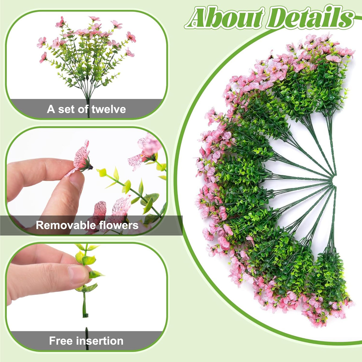 Artificial Faux Hanging Plants Flowers Basket for Spring Outdoor Decoration, Fake Silk Daisy UV Resistant Look Real with Eucalyptus Leaves Summer Outside Decor for Home Patio Garden