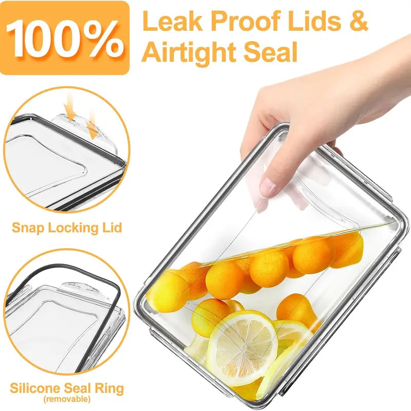 40-Piece Rectangular Plastic Kitchen Food Storage Set - 20 Bases & 20 Lids, Airtight & Leakproof