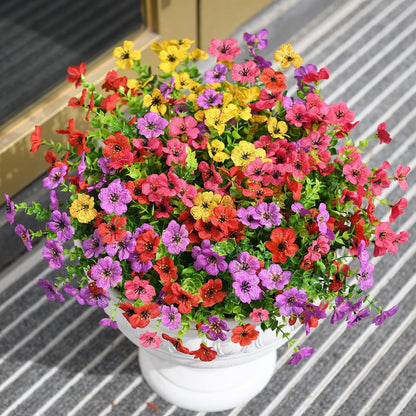 Homsunny Artificial Flowers for Outdoors, 12 PCS Faux Silk Flower Spring Decoration, Fake Outdoor Flowers UV Resistant No Fade Artificial Plants for Home Planter Front Porch Garden Patio Yard Decor