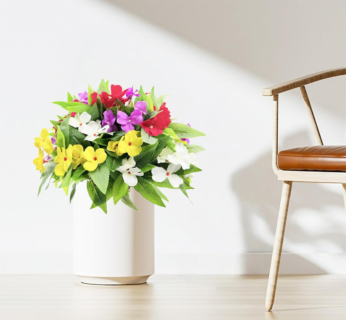 Seasonal Artificial Impatiens Bouquet Multicolor Home Decor Assortment