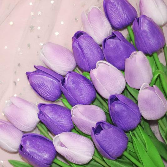 Vibrant Purple Tulip Real Touch Home Decor Statement