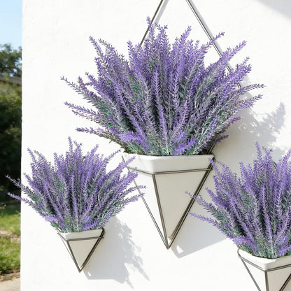 TURNMEON 20 Bundles Artificial Lavender Flowers for Outdoors, UV Resistant No Fade Fake Plants Plastic Faux Plants for Home Window Box Planter Porch Gardens Cemetery Spring Summer Decor(Gray Purple)
