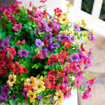 Artificial Flowers for Outdoors Daisy 12 Bundles for Home Decoration, Faux Flower Fake Plants Outside Decoration with Eucalyptus UV Resistant for Planter Porch Patio Yard Garden Colorful