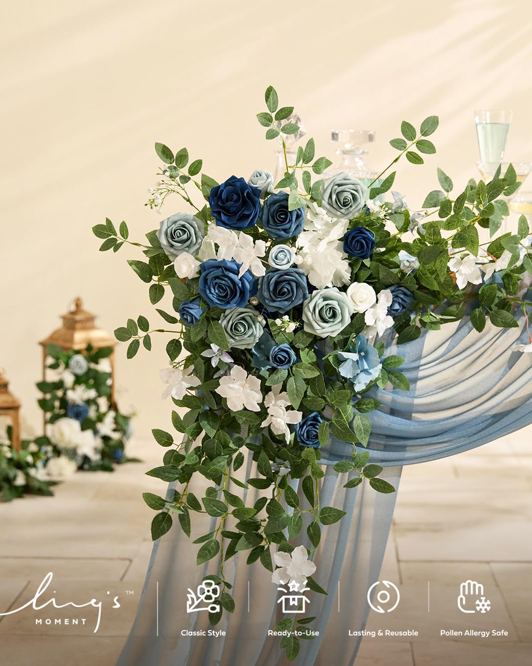 Handmade Wedding Floral Garland Silk Roses Arch Decor