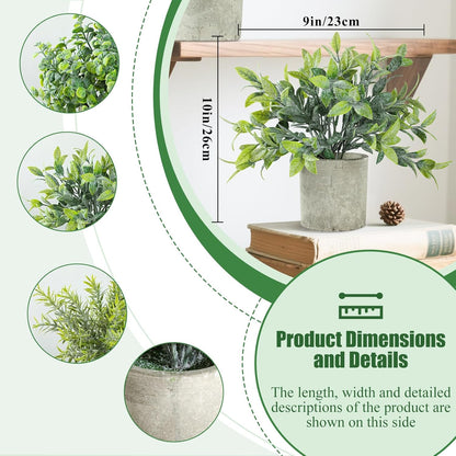 3 Pack Life-Like Potted Fake Plant, Artificial Plants Indoor, Artificial Frost-Hung Green Plants, Eco-Friendly Gray Pot, No Need for Maintenance，Ideal Decor for Home and Office