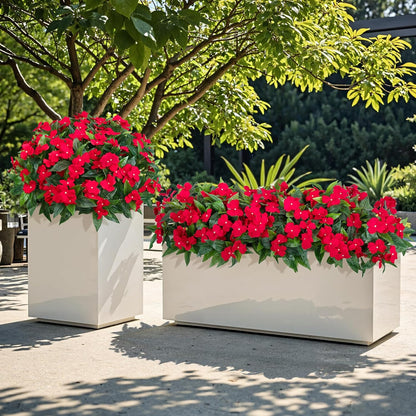 5 Pcs Artificial Flowers for Outdoors Silk Impatiens Flowers Bouquet Decorations Fake Faux Plants UV Resistant for Spring Summer Garden Patio Porch Window Box Balcony Planters Home, Red