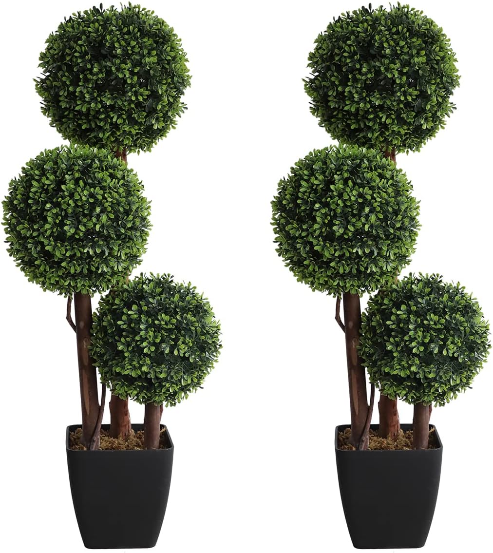 Lush Artificial Triple Ball Boxwood Home Decor Arrangement