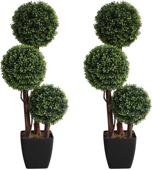Lush Artificial Triple Ball Boxwood Home Decor Arrangement