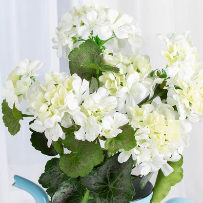 Factory Direct Craft White Silk Artificial Geranium Bush - Weather Resistant Indoor or Outdoor Summer Flower Arrangements, Floral Displays, Window Boxes, Porch Pots - Size: 18" H