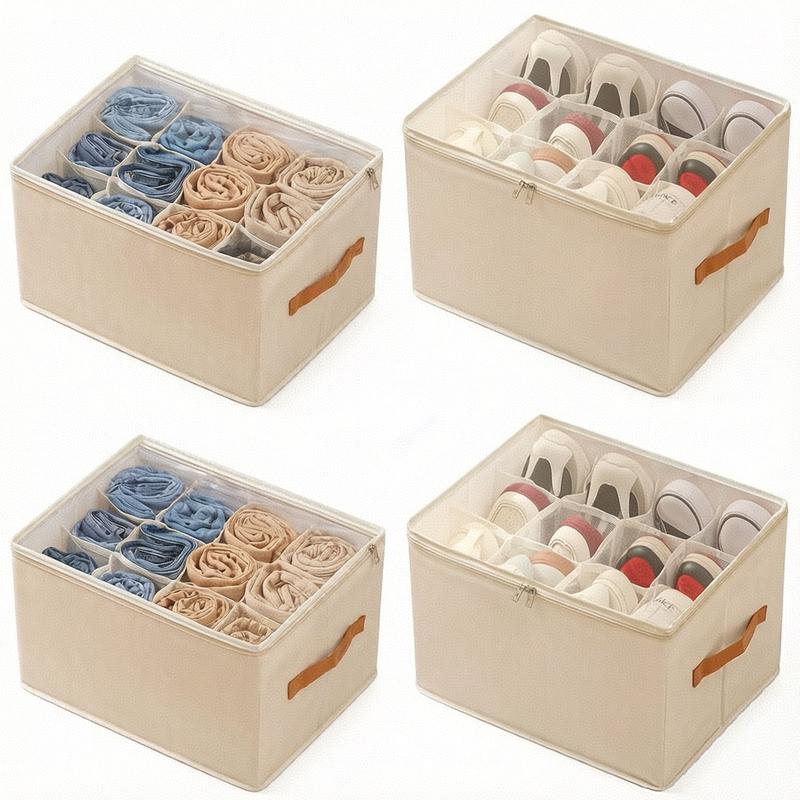 Shoe & Pants Storage Organizer (1-4pcs) - Eco-Friendly Flexible Plastic Collapsible Bins for Closet
