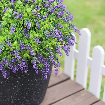 Artificial Boxwood Topiary Ball with Lavender - Set of 2 for Front Porch Decoration, Fake Bushes Potted Plants Faux Greenery Tree UV Resistant for Outdoor Indoor Garden Farmhouse Home Decor (Purple)