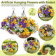 2 Pcs Autumn Pansy Artificial Hanging Flower Baskets for Front Porch, Garden and Patio Decor