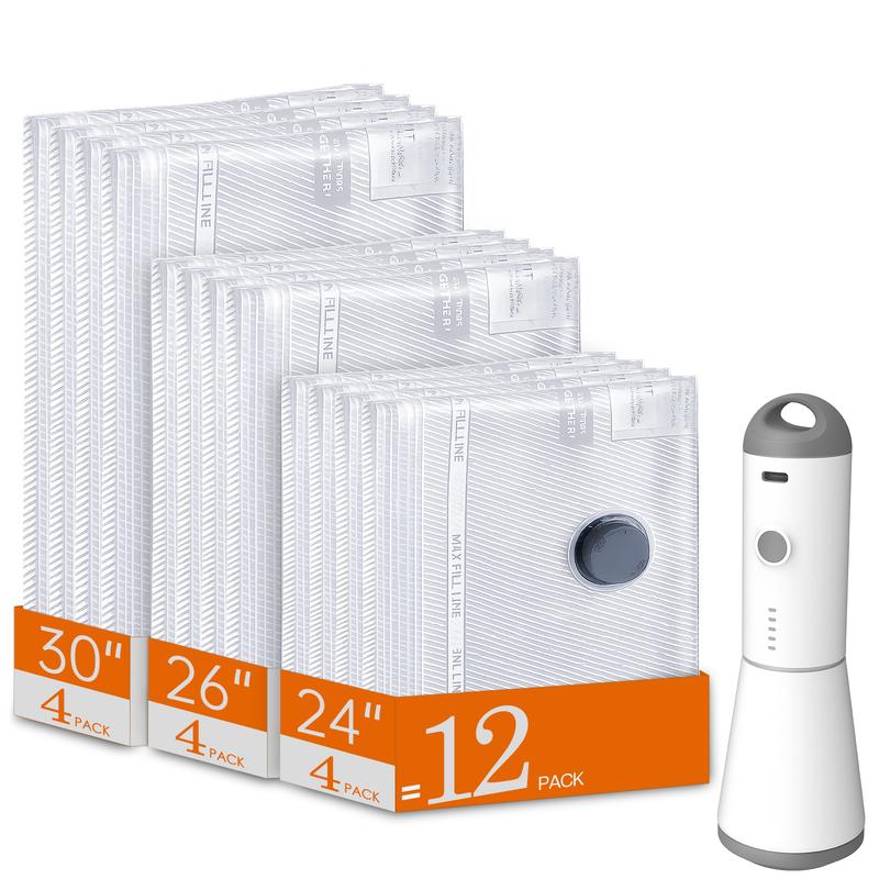 Cordless Travel Vacuum Bag Set with Rechargeable Air Pump, Space Saving Storage Bags