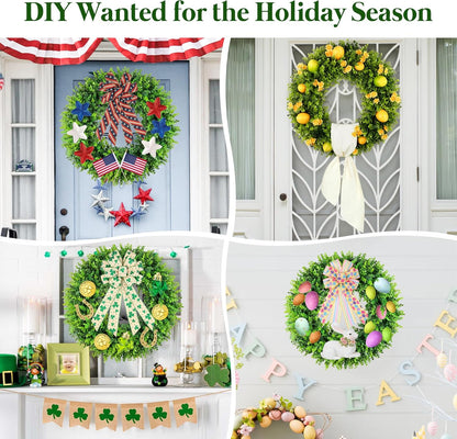 DDHS 20" Boxwood Wreaths Front Door Artificial Spring Wreath. Wreaths for Front Door Farmhouse Wedding Green Year Round Indoor Outdoor for Summer Wreath St Patricks Day Decorations -(Hello Sign)